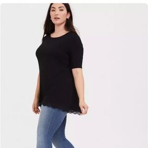 Women's Black Lace Hem Top. Torrid size 3.
